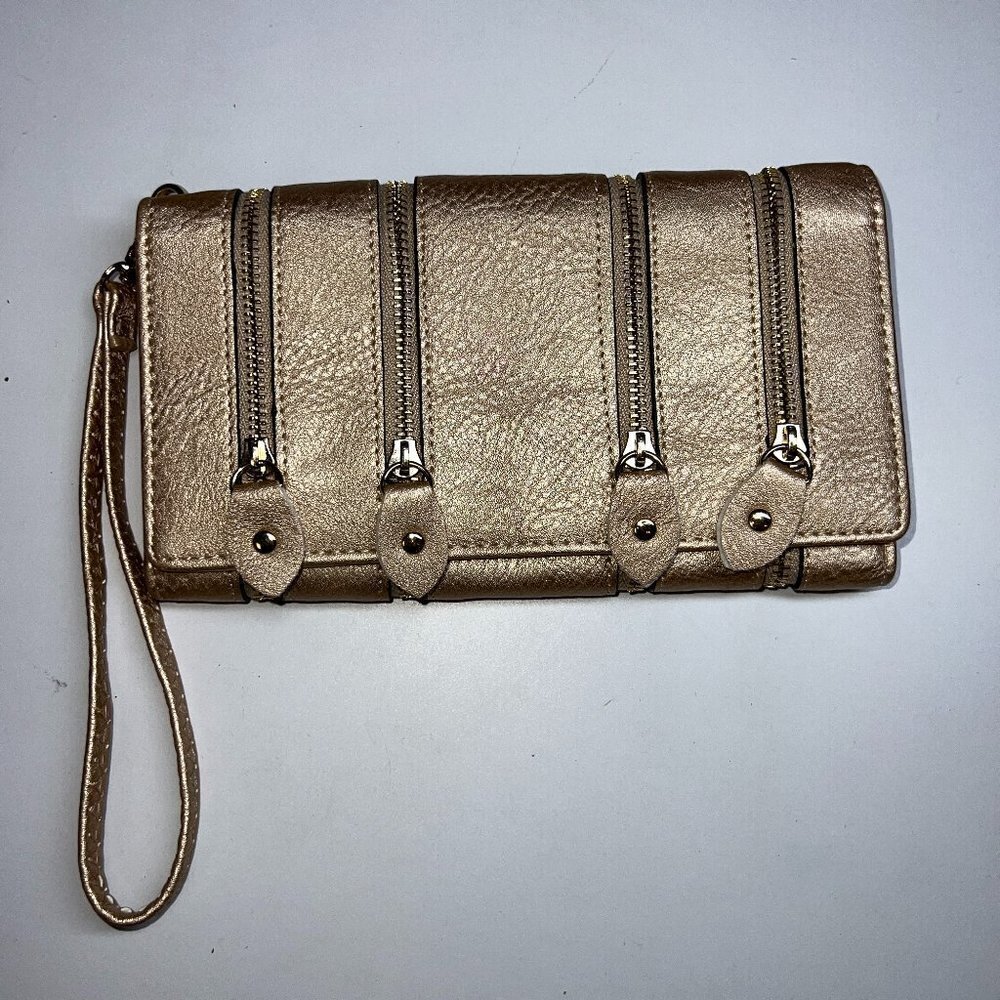 GOLD Zipper Wristlet Wallet - Picture 1 of 3